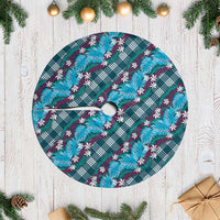 Polynesian Monstera Tiare Floral Tree Skirt Dark Teal Tropical Plaid LT01 Casual Teal - Polynesian Pride