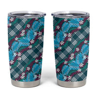 Polynesian Monstera Tiare Floral Tumbler Cup Dark Teal Tropical Plaid LT01 Teal - Polynesian Pride