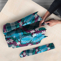 Polynesian Monstera Tiare Floral Umbrella Dark Teal Tropical Plaid LT01 - Polynesian Pride