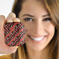 Polynesian Monstera Tiare Floral AirPods Case Burgundy Tropical Plaid - Polynesian Pride