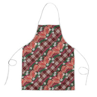 Polynesian Monstera Tiare Floral Apron Burgundy Tropical Plaid LT01 Red - Polynesian Pride
