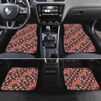 Polynesian Monstera Tiare Floral Car Mats Burgundy Tropical Plaid LT01 Set 4pcs Red - Polynesian Pride