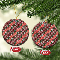 Polynesian Monstera Tiare Floral Ceramic Ornament Burgundy Tropical Plaid LT01 Circle Red - Polynesian Pride