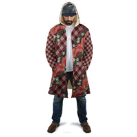 Polynesian Monstera Tiare Floral Cloak Burgundy Tropical Plaid LT01 - Polynesian Pride