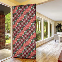 Polynesian Monstera Tiare Floral Door Cover Burgundy Tropical Plaid LT01 - Polynesian Pride