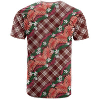 Polynesian Monstera Tiare Floral T Shirt Burgundy Tropical Plaid LT01 - Polynesian Pride