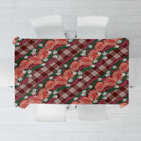 Polynesian Monstera Tiare Floral Tablecloth Burgundy Tropical Plaid LT01 Red - Polynesian Pride