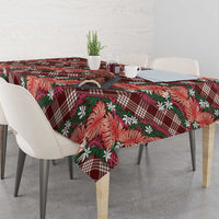 Polynesian Monstera Tiare Floral Tablecloth Burgundy Tropical Plaid LT01 - Polynesian Pride