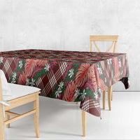 Polynesian Monstera Tiare Floral Tablecloth Burgundy Tropical Plaid LT01 - Polynesian Pride