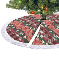 Polynesian Monstera Tiare Floral Tree Skirt Burgundy Tropical Plaid LT01 - Polynesian Pride