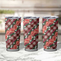 Polynesian Monstera Tiare Floral Tumbler Cup Burgundy Tropical Plaid LT01 - Polynesian Pride