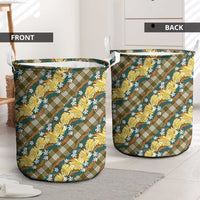Polynesian Monstera Tiare Floral Laundry Basket Yellow Tropical Plaid LT01 - Polynesian Pride