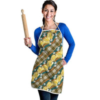 Polynesian Monstera Tiare Floral Apron Yellow Tropical Plaid LT01 - Polynesian Pride