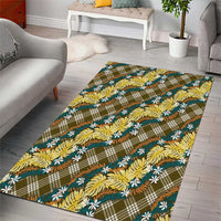 Polynesian Monstera Tiare Floral Area Rug Yellow Tropical Plaid - Polynesian Pride