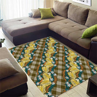 Polynesian Monstera Tiare Floral Area Rug Yellow Tropical Plaid - Polynesian Pride