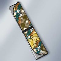Polynesian Monstera Tiare Floral Auto Sun Shade Yellow Tropical Plaid - Polynesian Pride