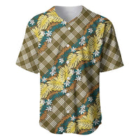 Polynesian Monstera Tiare Floral Baseball Jersey Yellow Tropical Plaid LT01 Yellow - Polynesian Pride