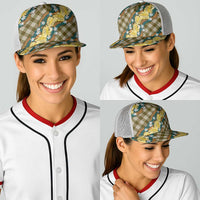 Polynesian Monstera Tiare Floral Baseball Net Cap Yellow Tropical Plaid LT01 - Polynesian Pride