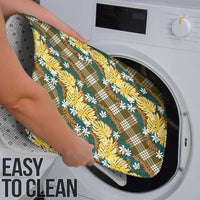 Polynesian Monstera Tiare Floral Bathroom Set Yellow Tropical Plaid - Polynesian Pride