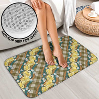 Polynesian Monstera Tiare Floral Bathroom Set Yellow Tropical Plaid - Polynesian Pride