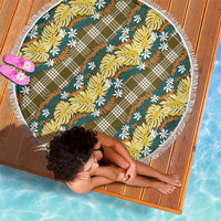 Polynesian Monstera Tiare Floral Beach Blanket Yellow Tropical Plaid - Polynesian Pride