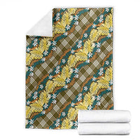Polynesian Monstera Tiare Floral Blanket Yellow Tropical Plaid - Polynesian Pride