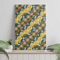 Polynesian Monstera Tiare Floral Canvas Wall Art Yellow Tropical Plaid LT01 - Polynesian Pride