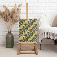 Polynesian Monstera Tiare Floral Canvas Wall Art Yellow Tropical Plaid LT01 - Polynesian Pride