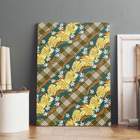 Polynesian Monstera Tiare Floral Canvas Wall Art Yellow Tropical Plaid LT01 - Polynesian Pride
