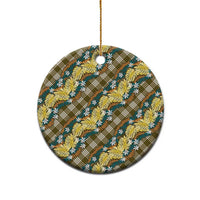 Polynesian Monstera Tiare Floral Ceramic Ornament Yellow Tropical Plaid LT01 - Polynesian Pride