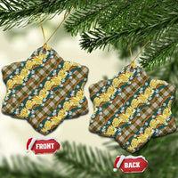 Polynesian Monstera Tiare Floral Ceramic Ornament Yellow Tropical Plaid LT01 Snow Flake Yellow - Polynesian Pride