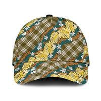 Polynesian Monstera Tiare Floral Classic Cap Yellow Tropical Plaid LT01 Universal Fit Yellow - Polynesian Pride