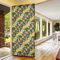 Polynesian Monstera Tiare Floral Door Cover Yellow Tropical Plaid - Polynesian Pride