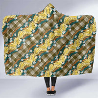 Polynesian Monstera Tiare Floral Hooded Blanket Yellow Tropical Plaid LT01 One Size Yellow - Polynesian Pride