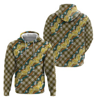 Polynesian Monstera Tiare Floral Hoodie Yellow Tropical Plaid - Polynesian Pride
