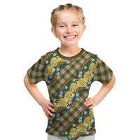 Polynesian Monstera Tiare Floral Kid T Shirt Yellow Tropical Plaid LT01 Yellow - Polynesian Pride