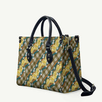 Polynesian Monstera Tiare Floral Leather Bag Yellow Tropical Plaid - Polynesian Pride