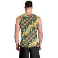 Polynesian Monstera Tiare Floral Men Tank Top Yellow Tropical Plaid LT01 - Polynesian Pride