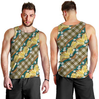 Polynesian Monstera Tiare Floral Men Tank Top Yellow Tropical Plaid LT01 - Polynesian Pride