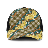 Polynesian Monstera Tiare Floral Mesh Trucker Cap Yellow Tropical Plaid LT01 One Size Black Yellow - Polynesian Pride