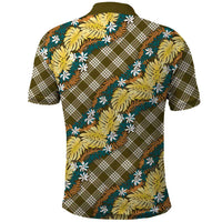 Polynesian Monstera Tiare Floral Polo Shirt Yellow Tropical Plaid LT01 - Polynesian Pride