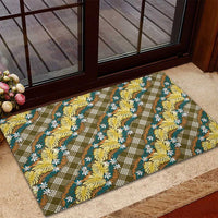 Polynesian Monstera Tiare Floral Rubber Doormat Yellow Tropical Plaid LT01 - Polynesian Pride