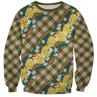 Polynesian Monstera Tiare Floral Sweatshirt Yellow Tropical Plaid LT01 Unisex Yellow - Polynesian Pride