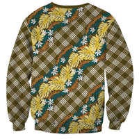 Polynesian Monstera Tiare Floral Sweatshirt Yellow Tropical Plaid LT01 - Polynesian Pride