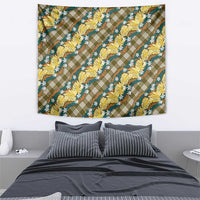 Polynesian Monstera Tiare Floral Tapestry Yellow Tropical Plaid - Polynesian Pride