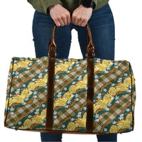 Polynesian Monstera Tiare Floral Travel Bag Yellow Tropical Plaid - Polynesian Pride