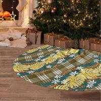 Polynesian Monstera Tiare Floral Tree Skirt Yellow Tropical Plaid LT01 - Polynesian Pride