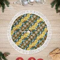 Polynesian Monstera Tiare Floral Tree Skirt Yellow Tropical Plaid LT01 Fringed Yellow - Polynesian Pride
