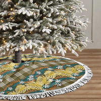 Polynesian Monstera Tiare Floral Tree Skirt Yellow Tropical Plaid LT01 - Polynesian Pride