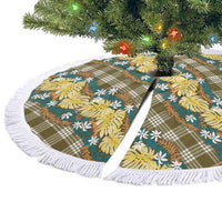 Polynesian Monstera Tiare Floral Tree Skirt Yellow Tropical Plaid LT01 - Polynesian Pride